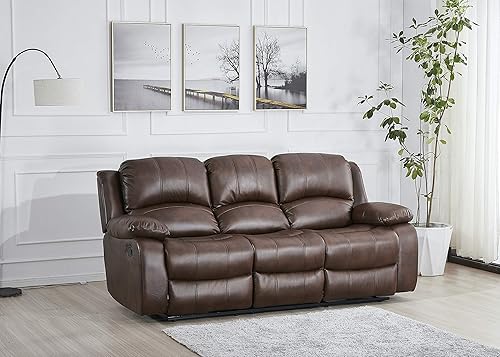 Miniatura 41 de Betsy Furniture 8018 - Juego de sillón reclinable de cuero reconstituido, para sala, sofá reclinable, sofá de dos piezas y sillón de cuero