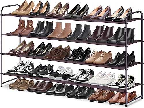 Miniatura 37 de MISSLO Zapatero largo de 3 niveles para armario, organizador de zapatos para armario, piso, entrada, almacenamiento apilable, estante ancho