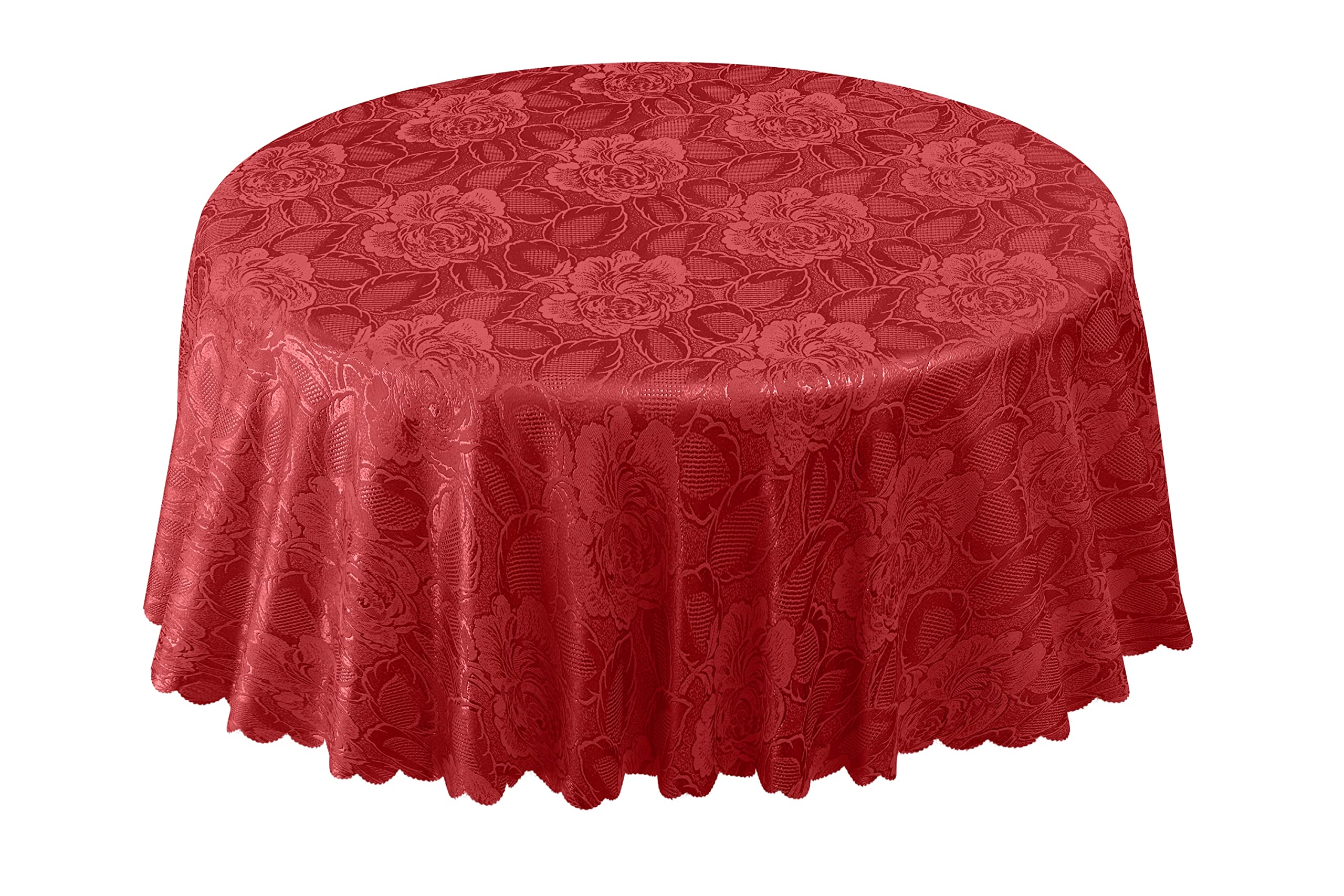 Emma Barclay Damask Rose - Jacquard Table Cloth in Wine - 63" (160cm) Round