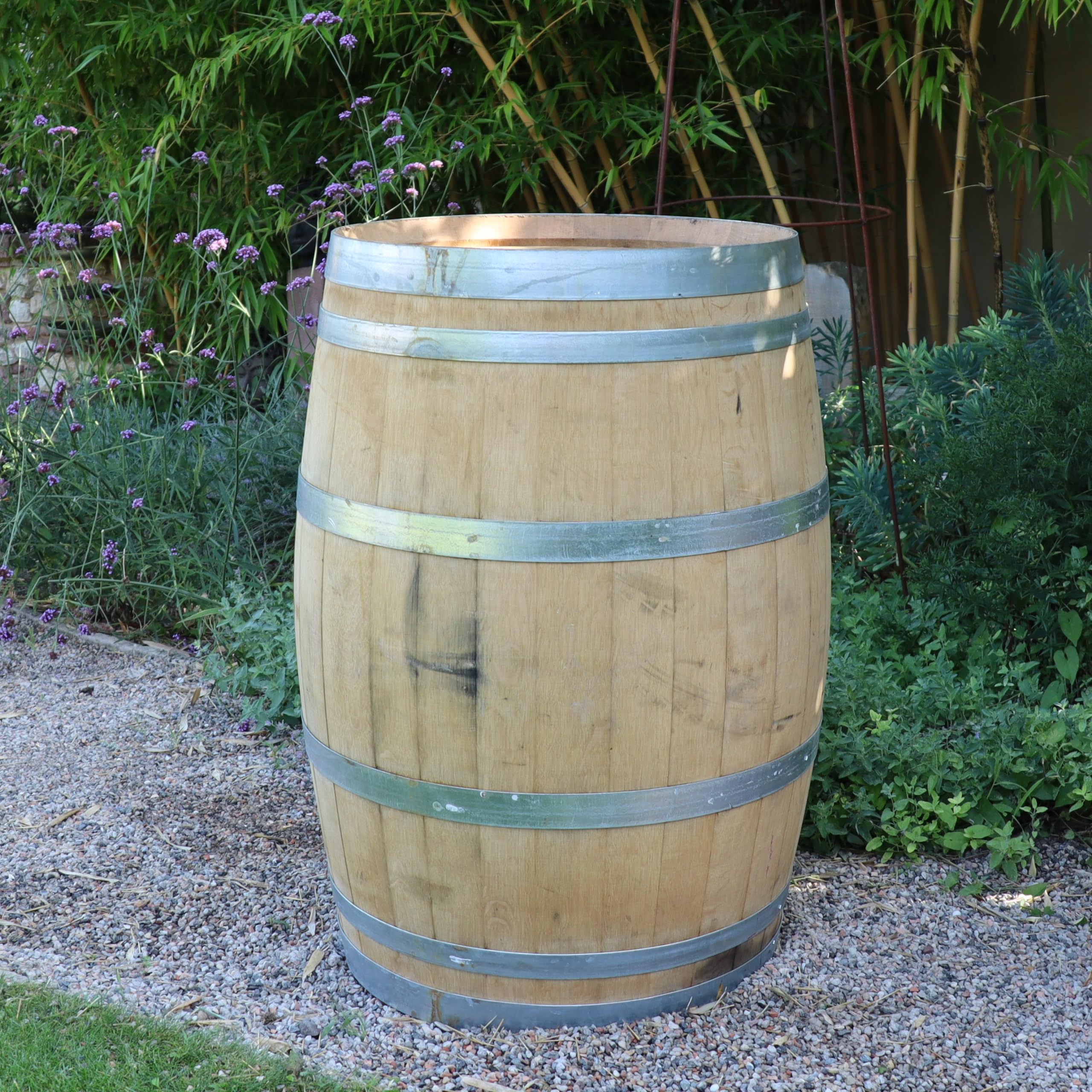 Barrica de vino auténtica de roble para decoración de jardín, de 225 litros
