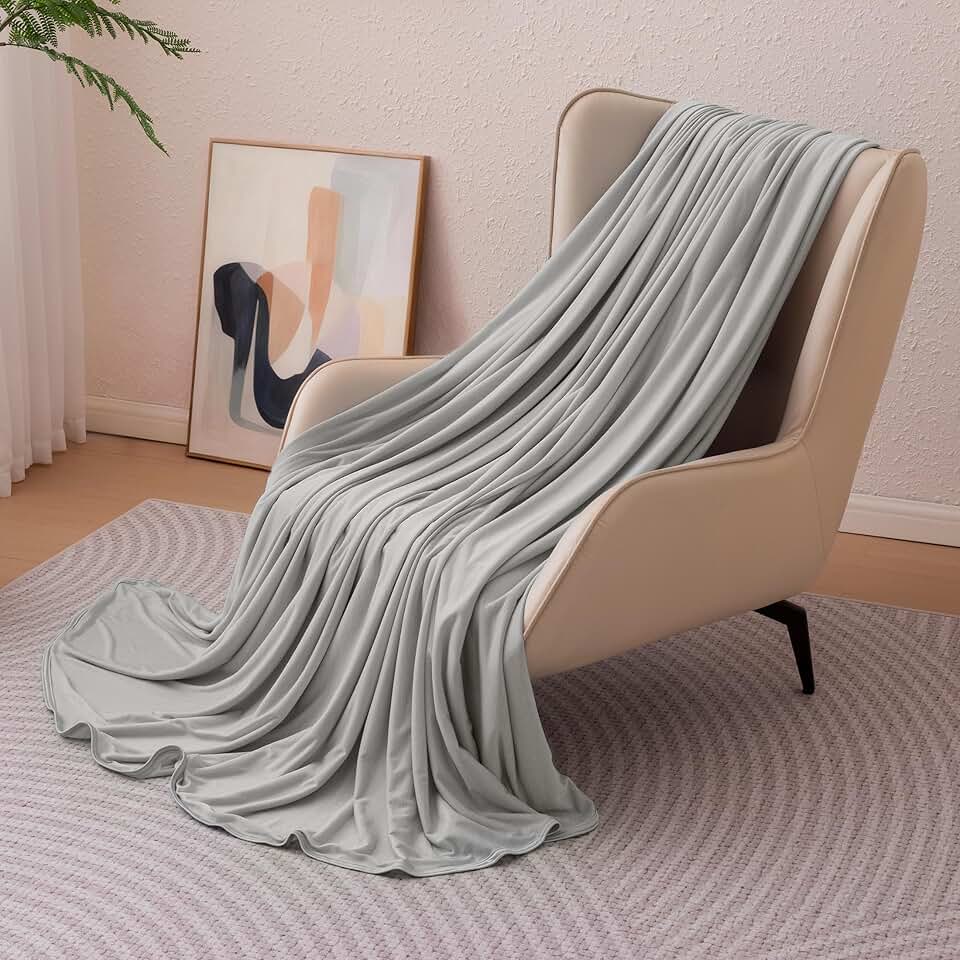 Cooling Blanket for Hot Sleepers, Reversible Lightweight Thin Throw Blanket for Bed, Couch and Sofa, Queen (90" x 90"), Gray
