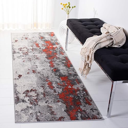 Miniatura 96 de SAFAVIEH Adirondack Collection Runner Rug - 2'6" x 10', Navy & Grey, Modern Abstract Design, Non-Shedding & Easy Care, Ideal for High Traffic Areas