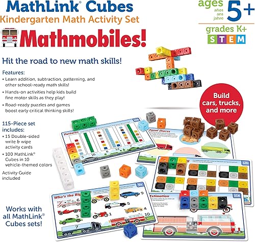 Miniatura 46 de Learning Resources MathLink Cubes - Juego de actividades de matemáticas preescolares – Artículos imprescindibles para el aula, suministros escolares
