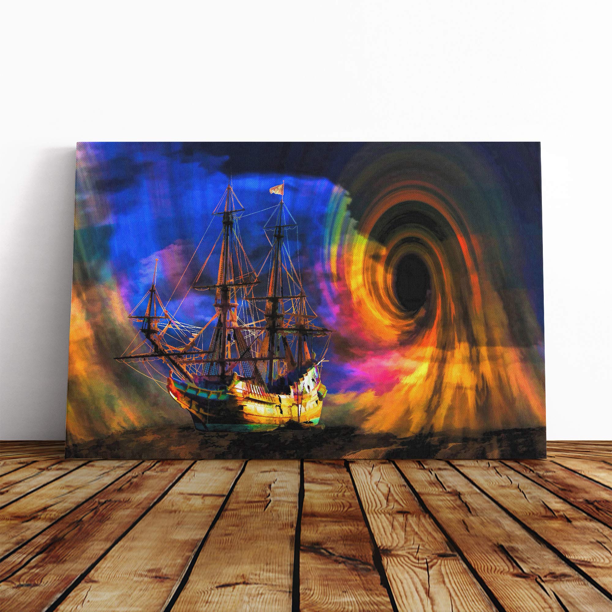 Wall Ship Sailing Abstract Art (2) Canvas Print | Gallery Wrapped 30mm Frame Wall Art | 30x20 inches | Ready to Hang | Abstract Seascape Picture | Living Room Bedroom Lounge Office