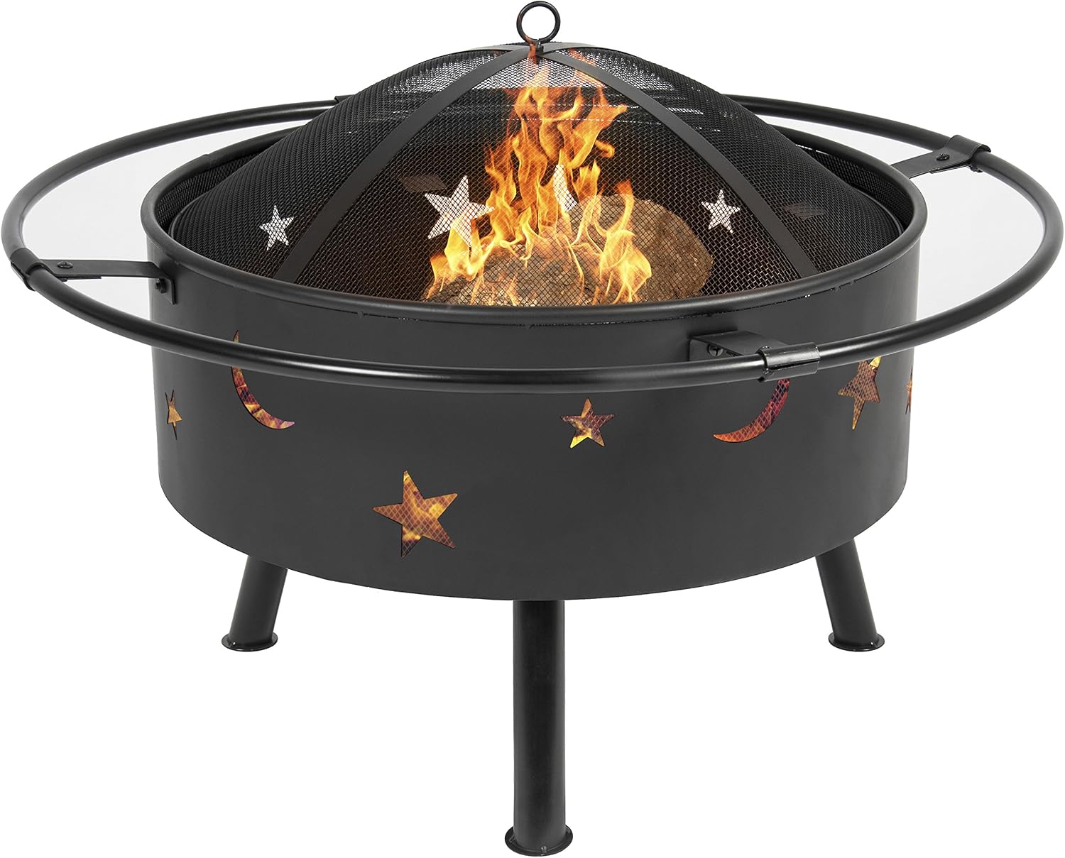 Best Choice Products 30in Outdoor Patio Fire Pit BBQ Grill Fire Bowl Fireplace w/Star Design - Black