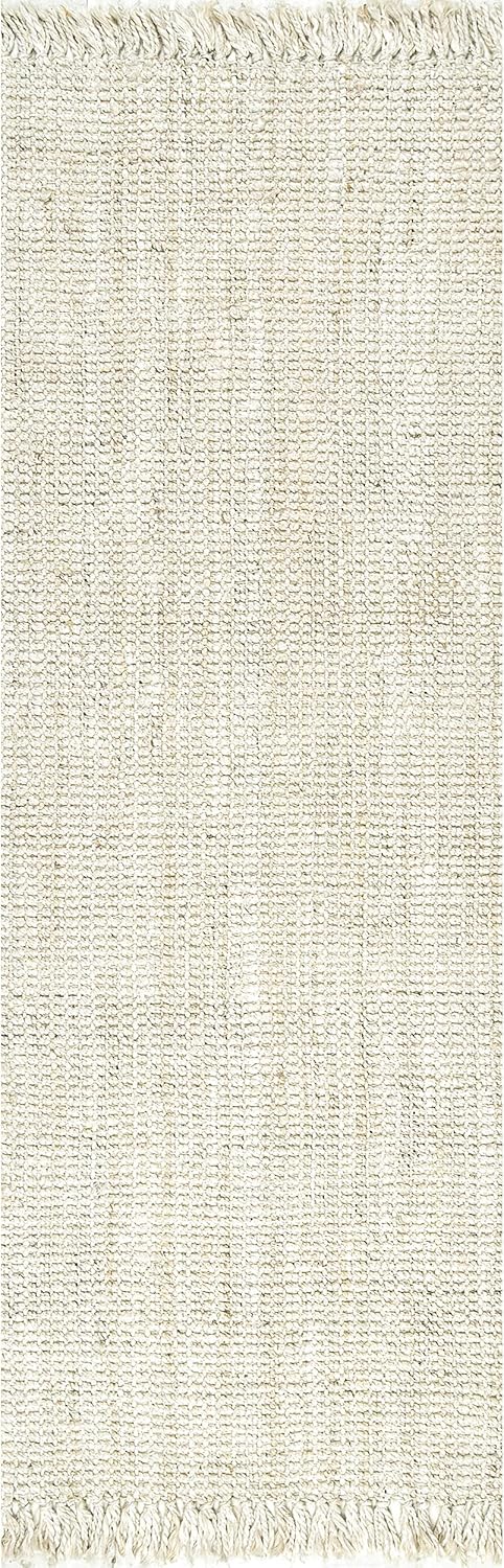 nuLOOM Daniela Farmhouse Chunky Jute Area Rug- 2' 6" x 10', Off-white, Rectangular, 0.45" Thick, Natural Fiber, Eco-Friendly, Handmade, Bedroom, Living Room, Dining Room Off-white 2' 6" x 10'