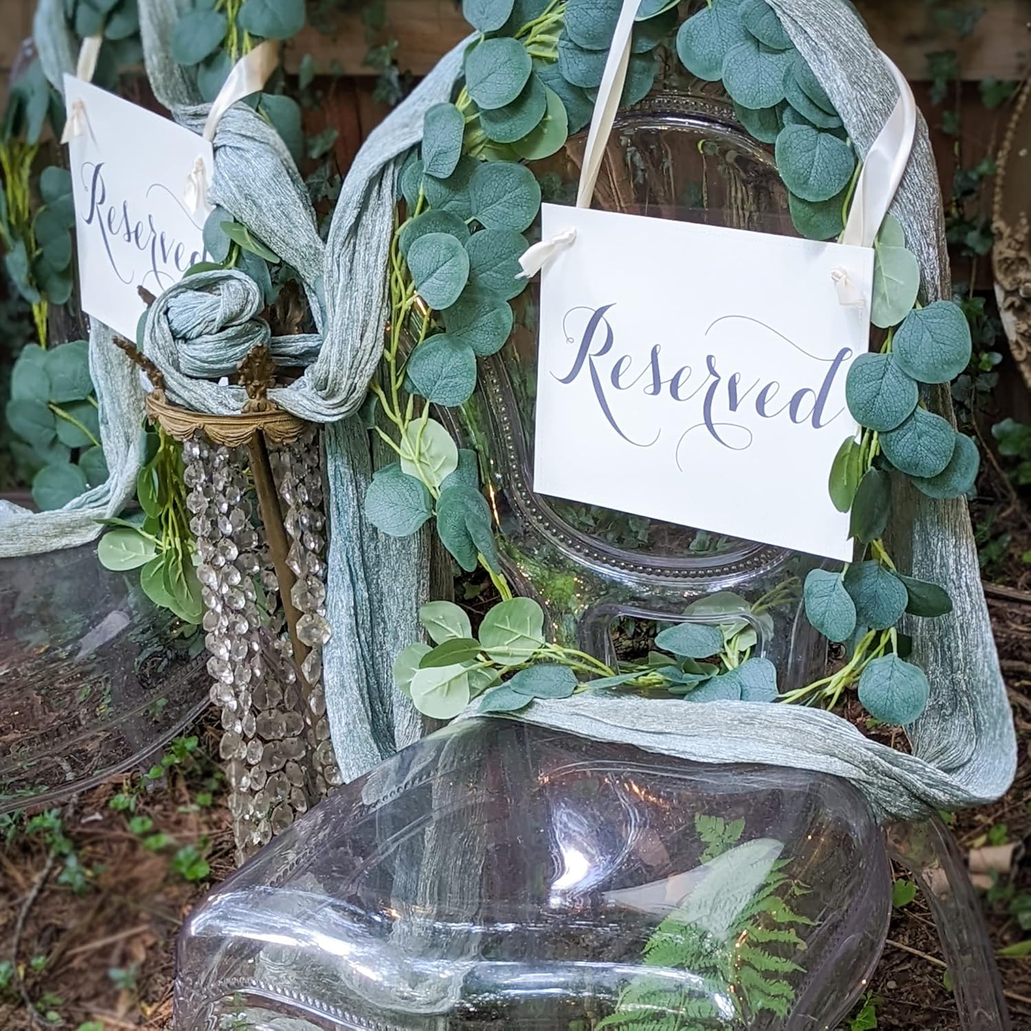 Ritzy Rose Reserved Chair Sign - Set of Two - For Wedding or Event Seating Arrangement - 11x8.5 in Decorative Sign Tailored with Your Preferred Paper, Ribbon and Font Color