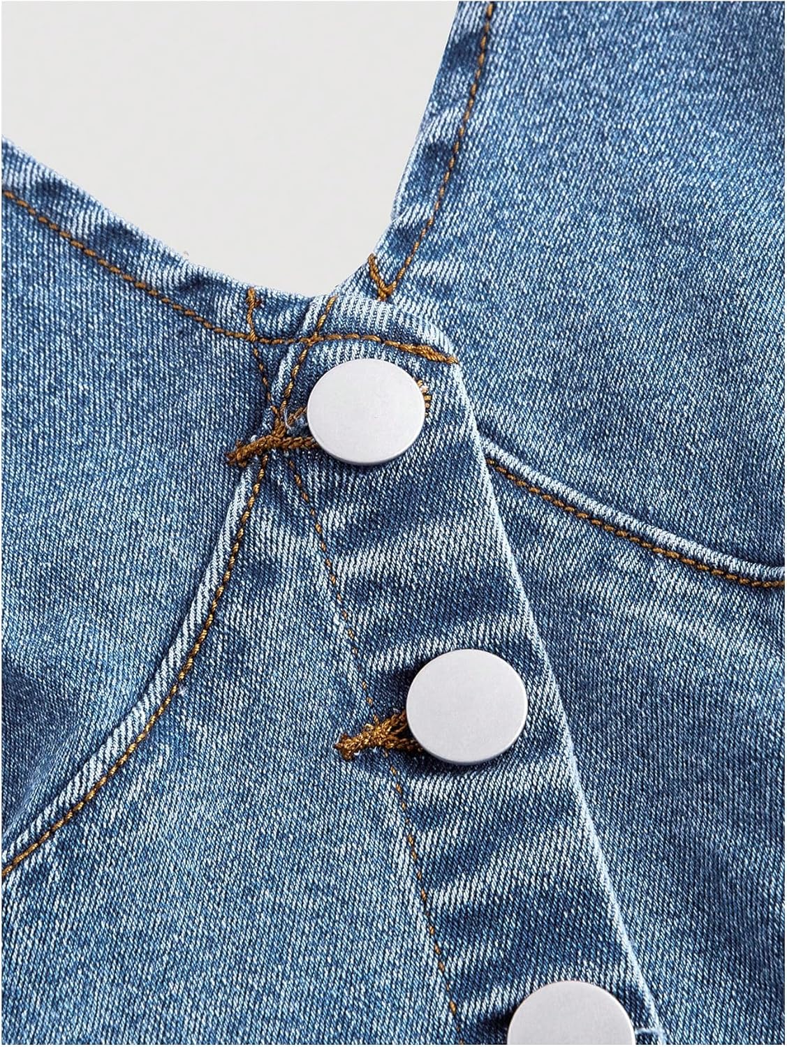 Floerns Women's Halter Denim Tank Top Button Down Backless Party Cropped Jean Tops - Image 3