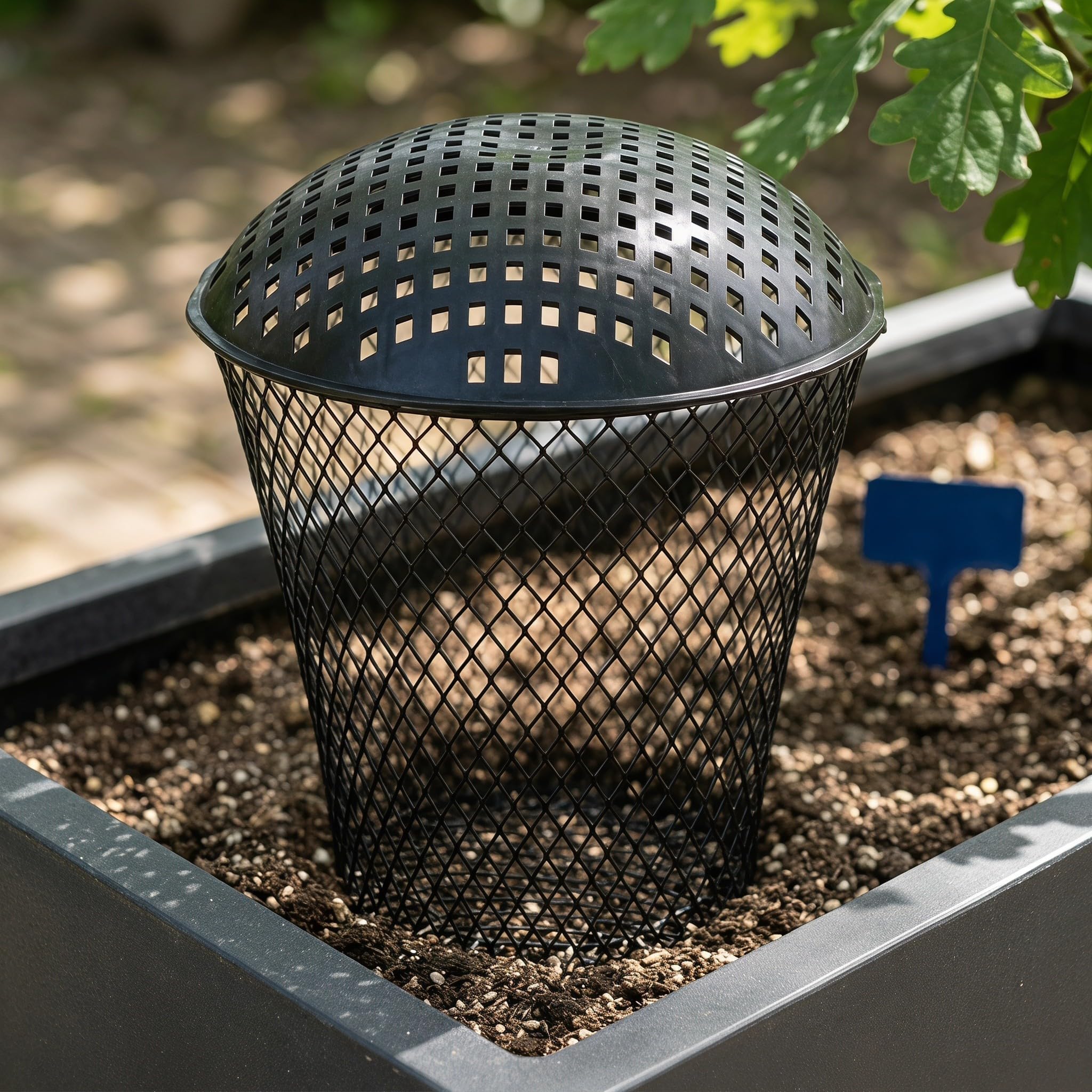 Lurrose 1 Juego de compostador de Tierra: Contenedor de compostaje de lombrices para Exteriores con Tapa - Contenedor de vermicompostaje de Metal para el Reciclaje de residuos de Alimentos de Cocina,