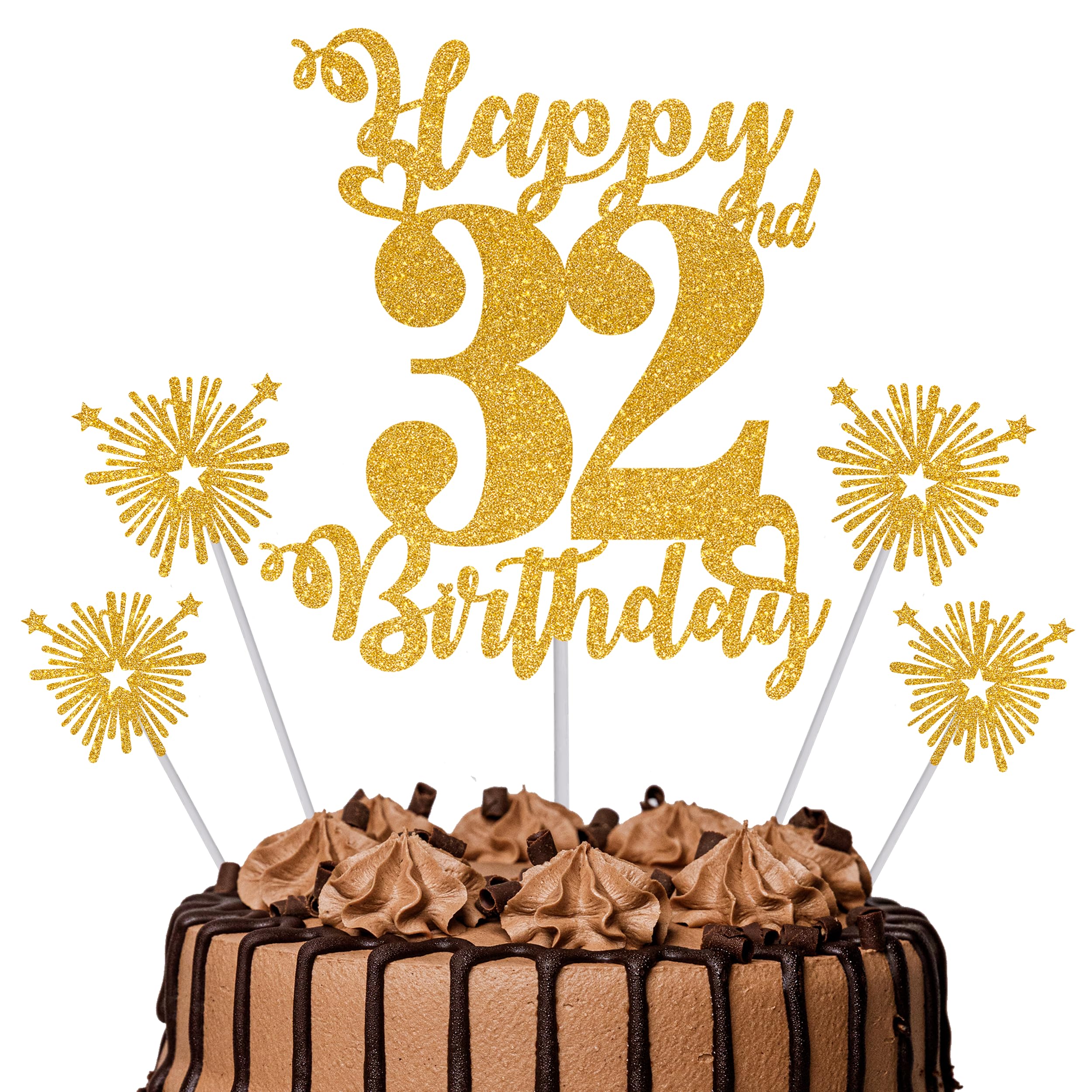 Gold Glitter 96th Birthday Cake Topper Set – 5 Piece Premium Glitter Birthday Decoration & Party Supplies for Men, Women & Kids – 96th Birthday — view 96