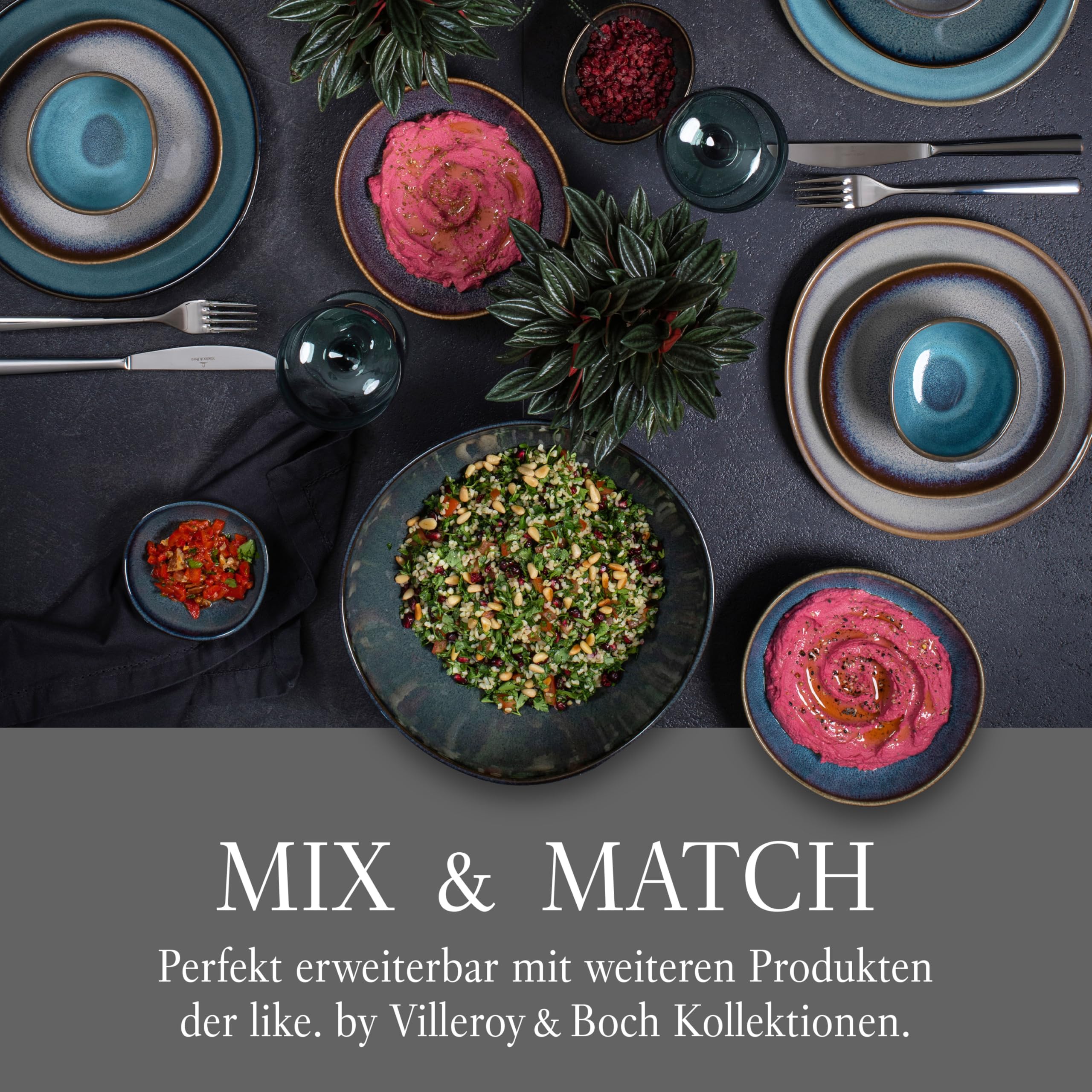 like. by Villeroy & Boch - Lave Gris Geschirr Set Aus Steingut, 6Tlg., Pottery Look, Frühstückservice Für 2 Personen, Grau