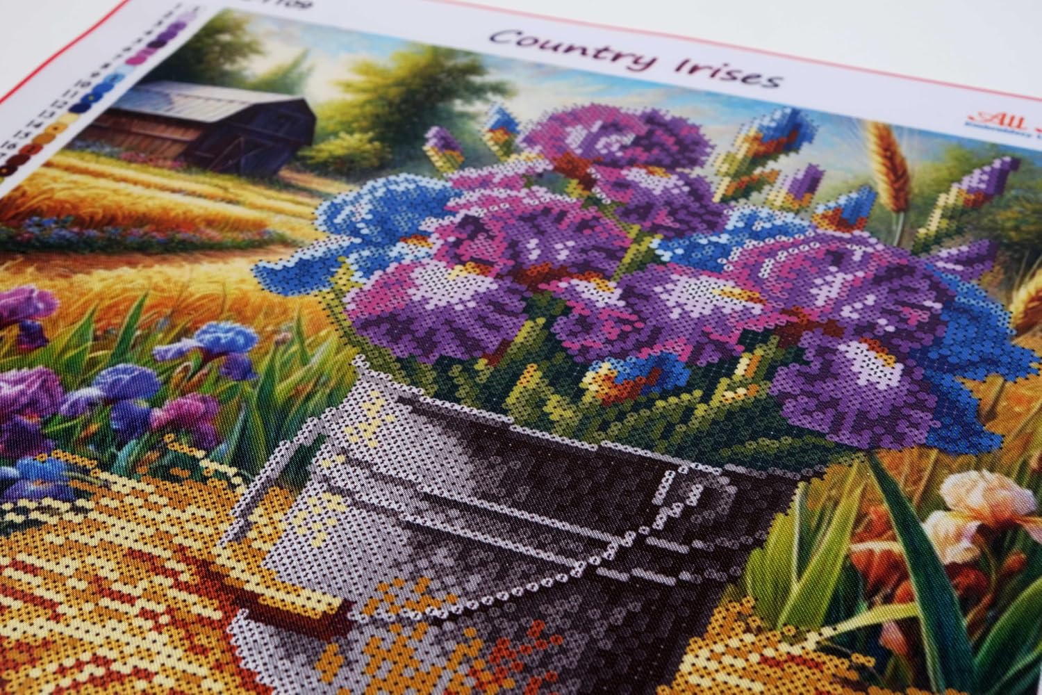 Bead Embroidery Kit Country Irises FL-1109 AllAboutEmbroidryUA Beaded Cross Stitch Floral Beadwork