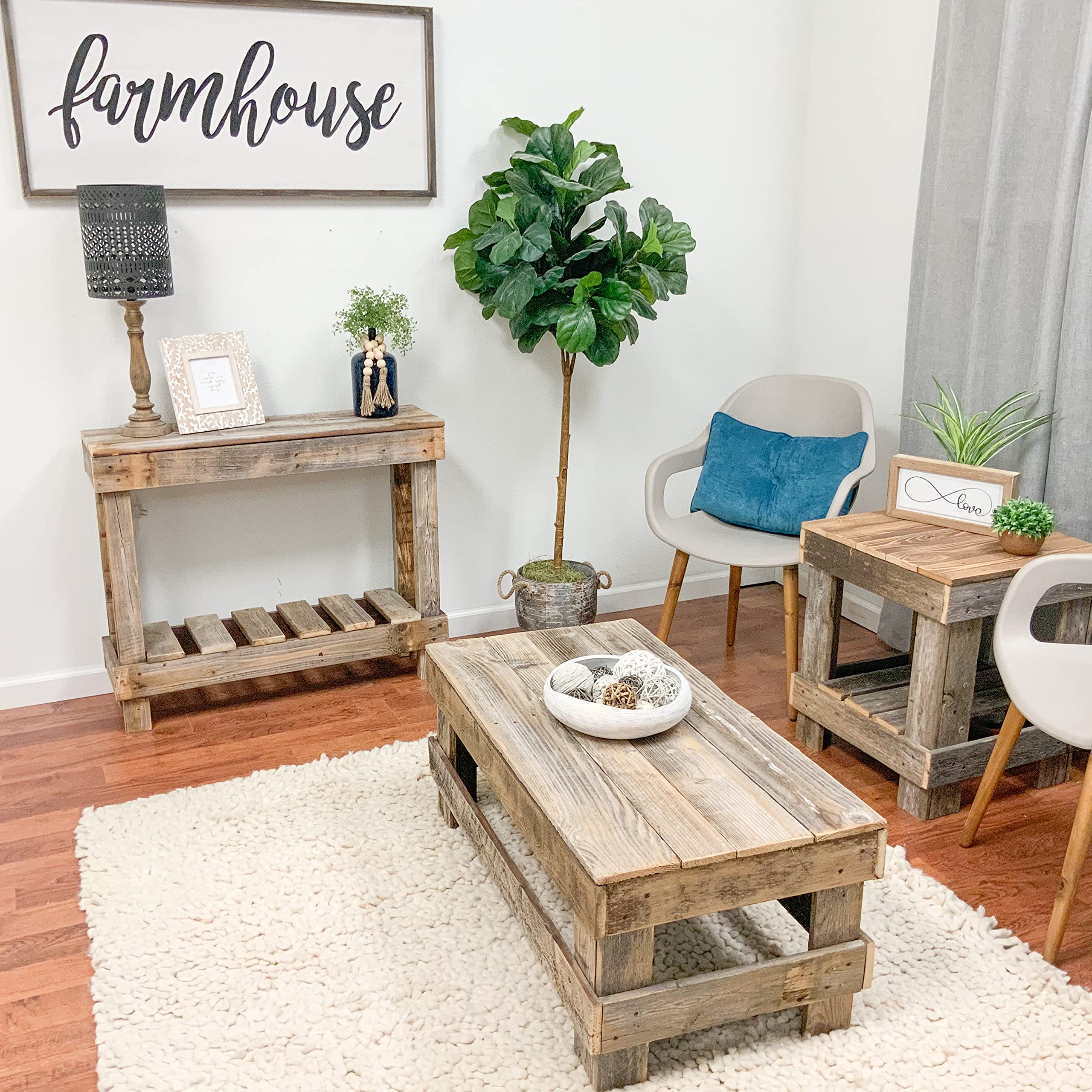 del Hutson Designs 38 Inch Colorful Reclaimed Wood Rustic Barnwood  Rectangular Entry Table for Farmhouse Style Decor, Natural : Home & Kitchen  - Amazon.com