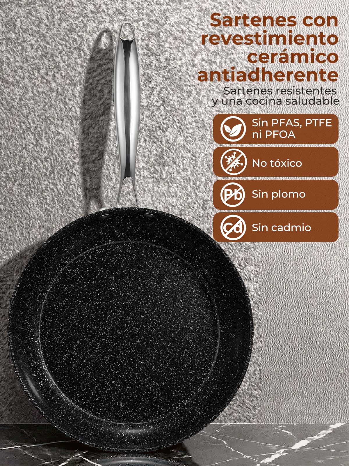 FOHERE Juego de Ollas y Sartenes Cocina Cerámicas Antiadherentes 17 Piezas | Batería de Cocina Aluminio, Apto para Inducción, Horno y Lavavajillas