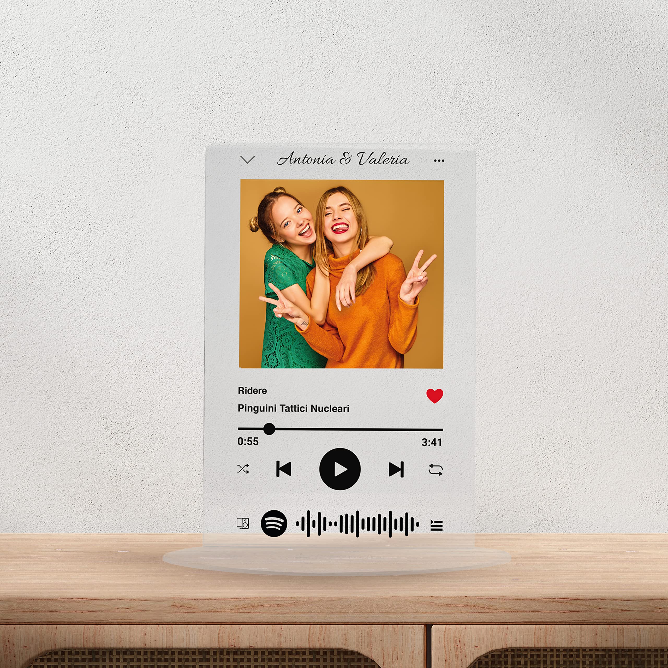 Targa Musicale Personalizzata In Plexiglass Con Base - Regalo Unico Con Canzone E Foto