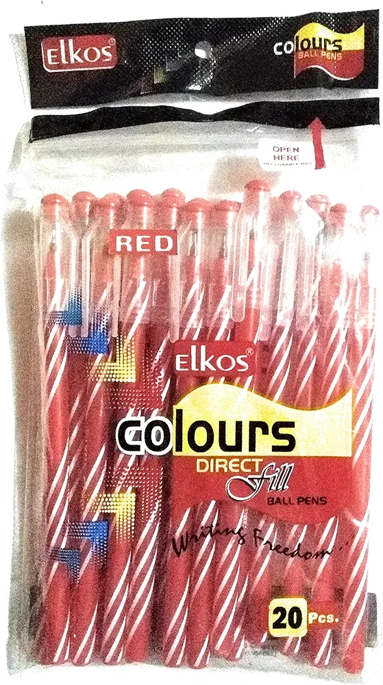 ELKOS COLOR DF BALL PEN PACK OF 20 PENS USE AND THROW (RED) Price History