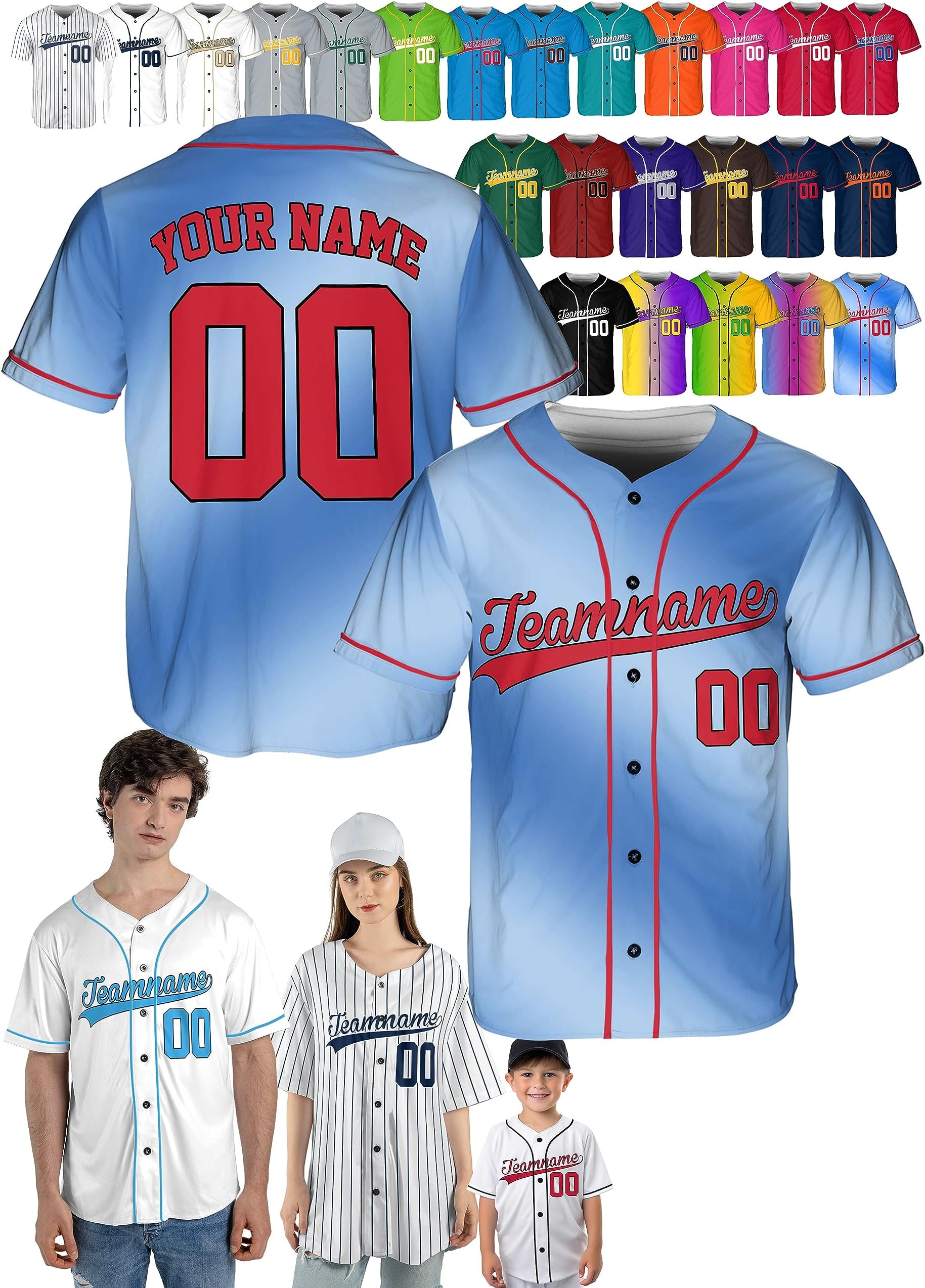 Custom Baseball Jerseys - Personalized Baseball Shirts for Men, Women, Boys, and Girls - Add Your Name, Number, Logo