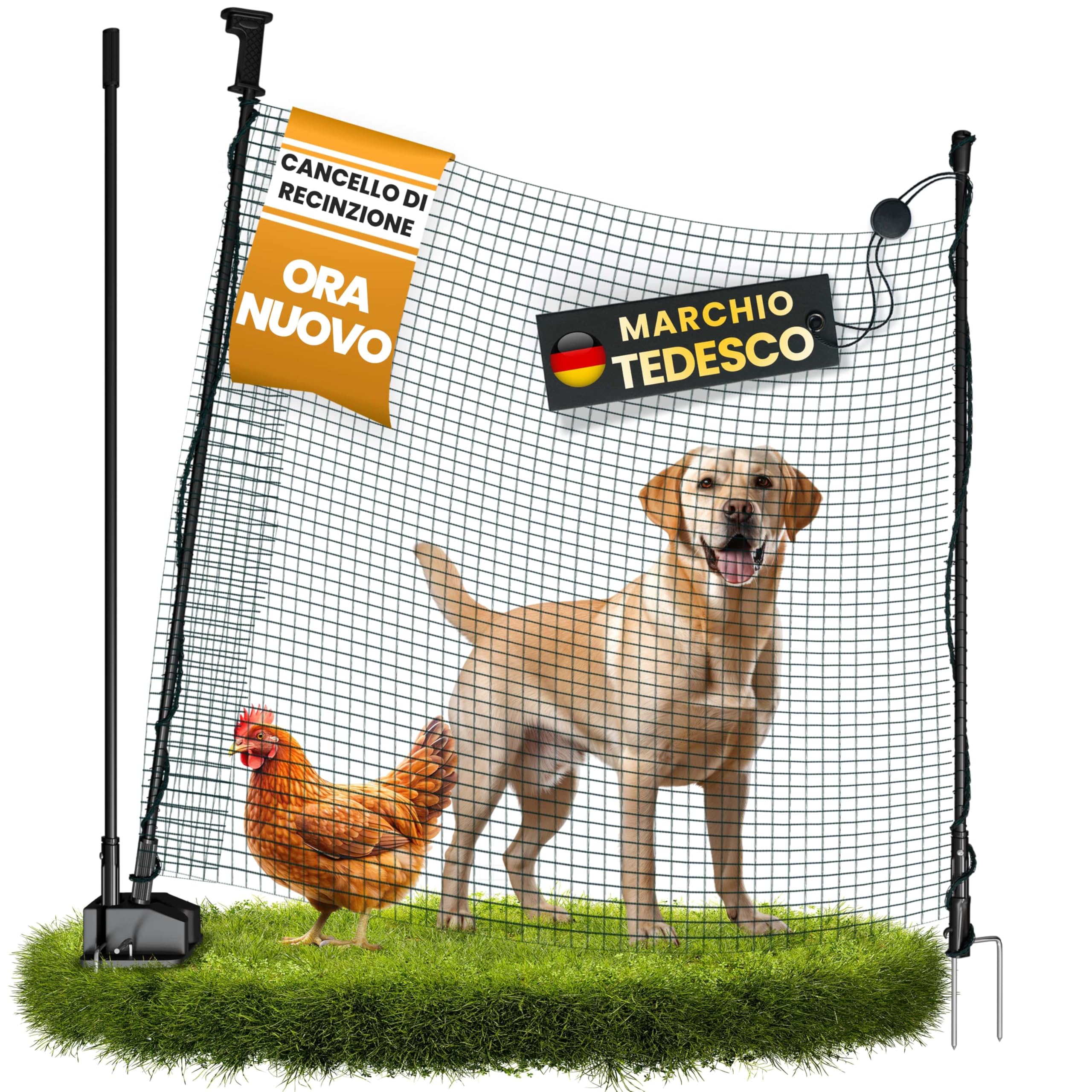 NATURIZ Recinzione cancello con apertura con una sola mano – cancello mobile per campeggio, giardino e pascolo – porta di vimini con montaggio e smontaggio rapido, senza elettricità