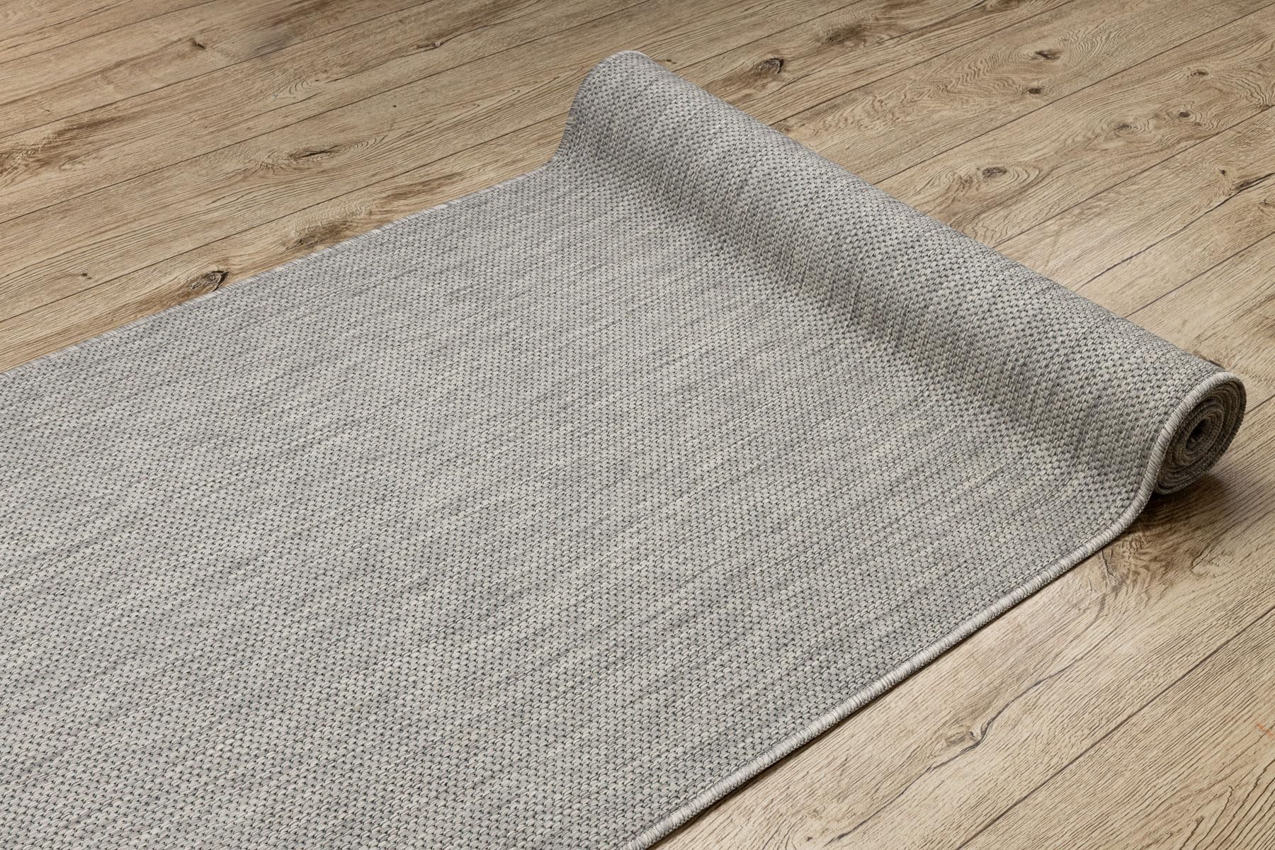 rugsx Teppichläufer SION Sisal Optik, flachgewebter Läufer, strapazierfähig & pflegeleicht, Indoor Outdoor, Küche Flur Balkon Terrasse, grau 80x400 cm