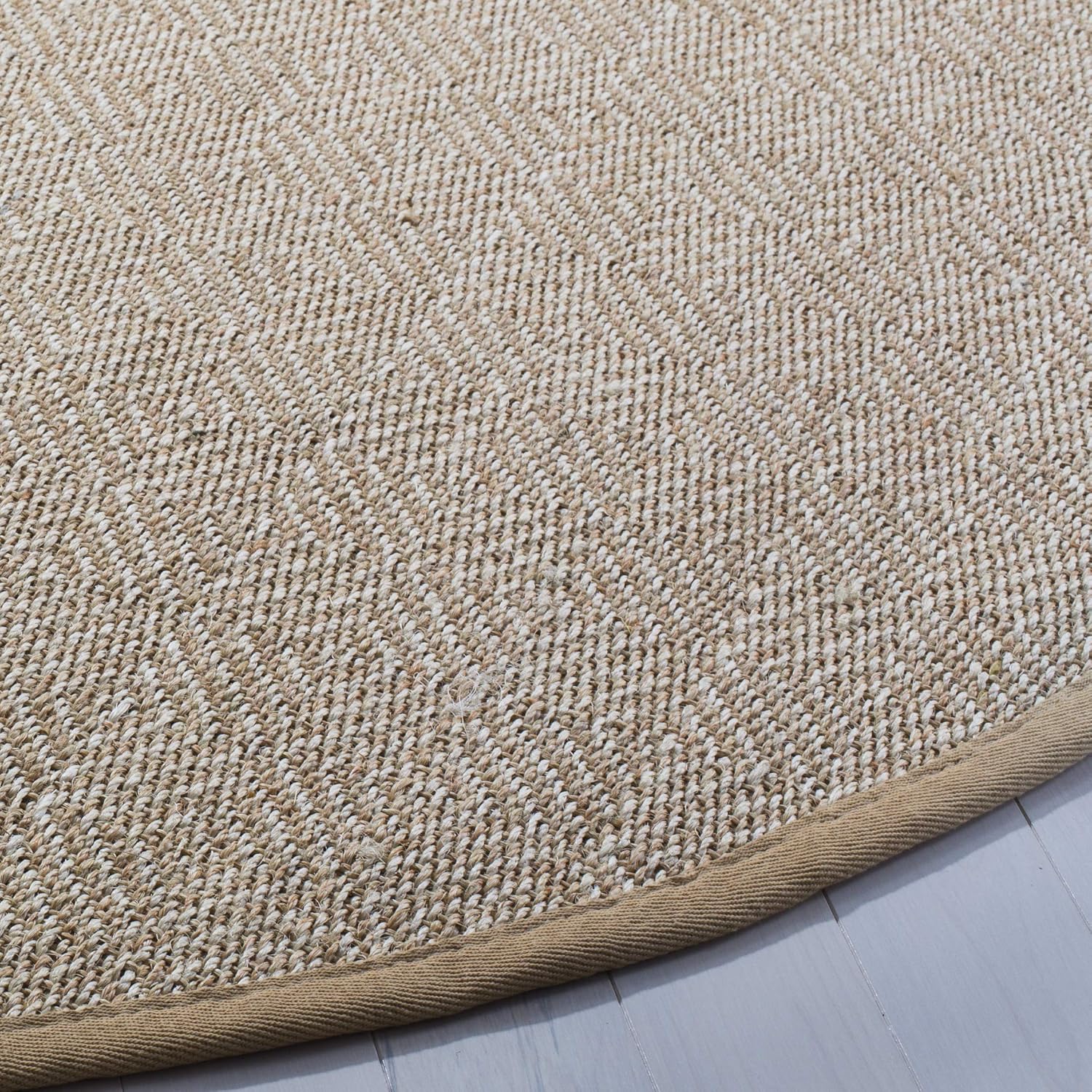SAFAVIEH Natural Fiber Collection 6' Round Beige NF151B Border Sisal Area Rug