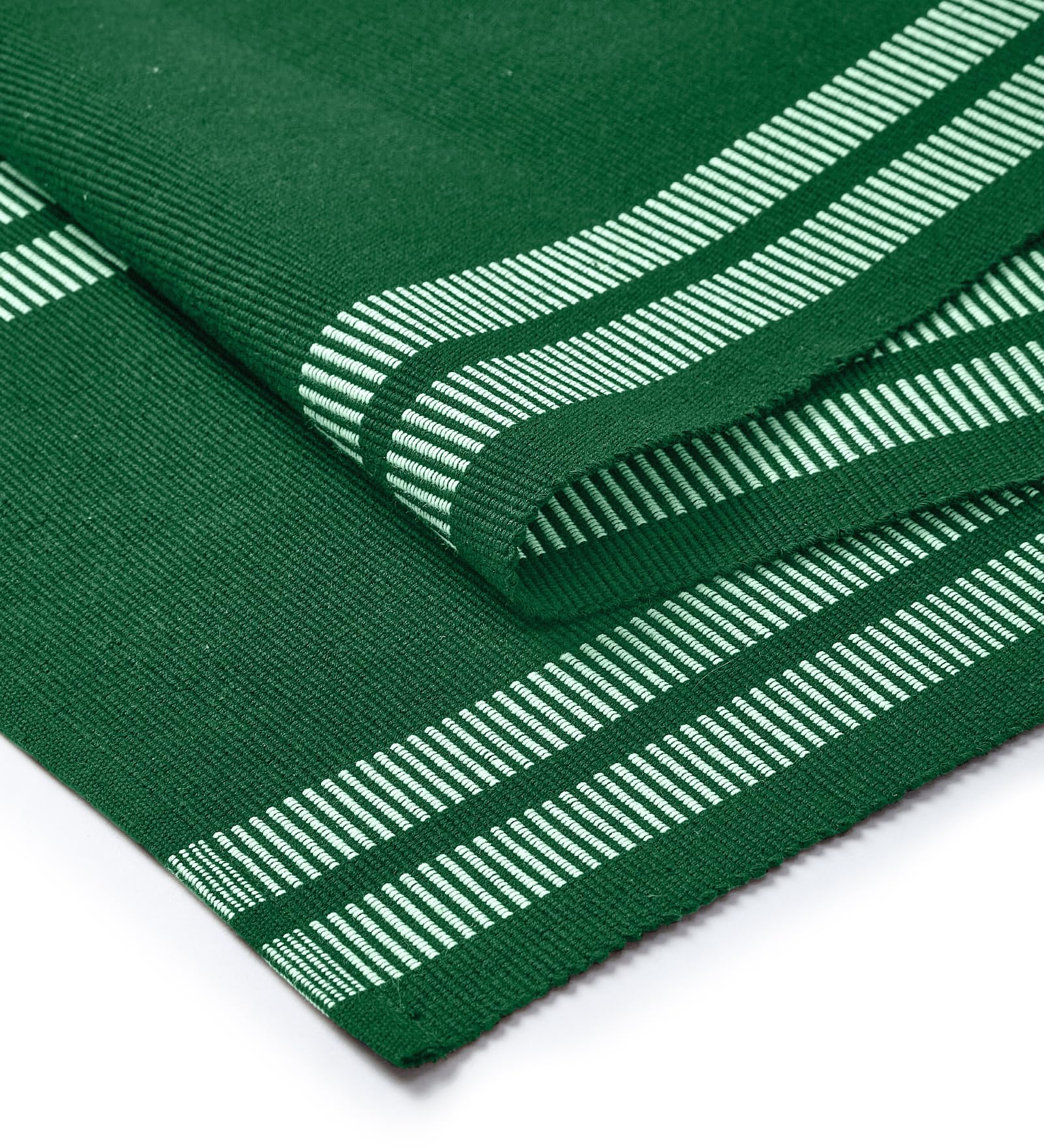 Encasa XO Dining Table Runner - Ribbed Cotton Green -5