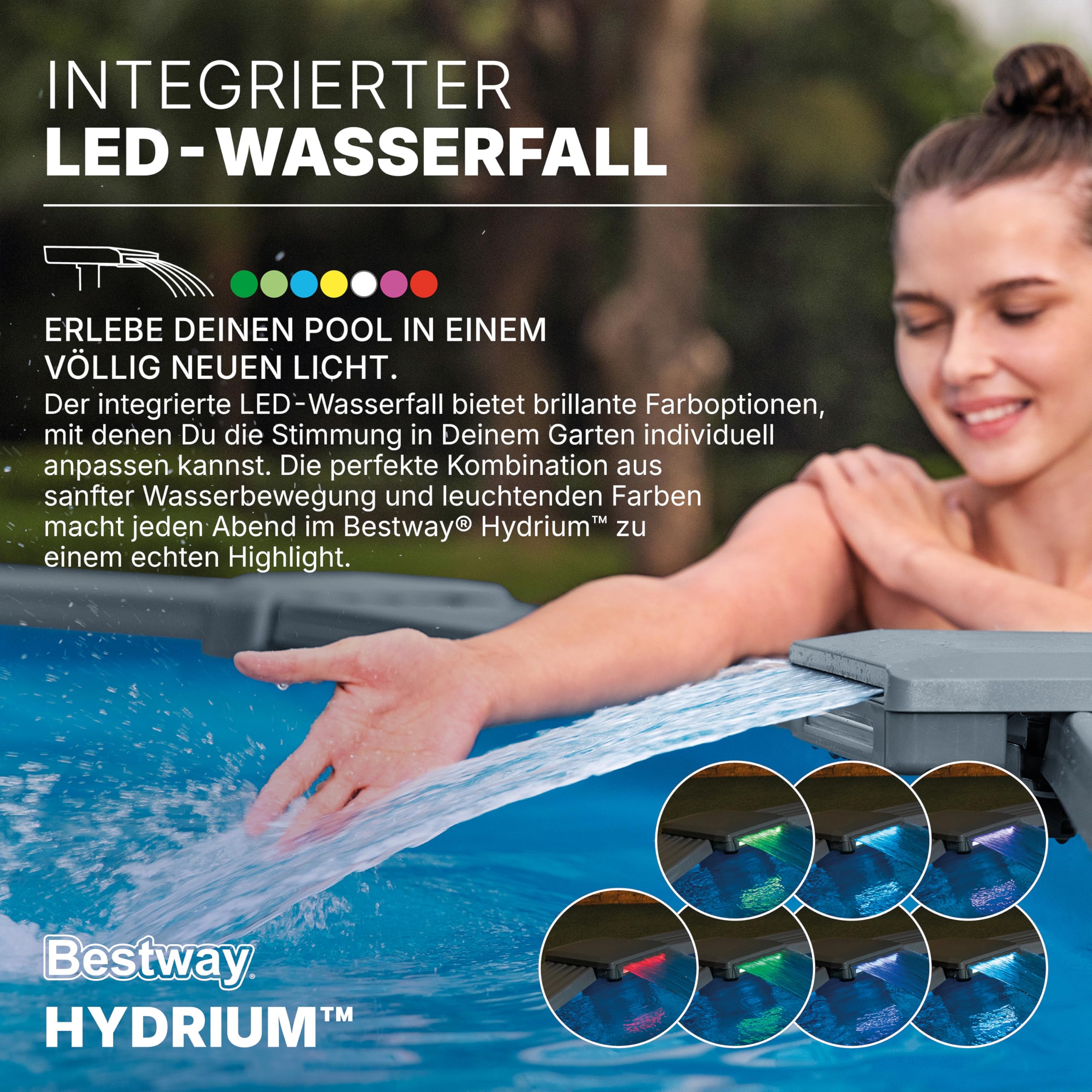 Bestway Hydrium Stahlwandpool Komplett-Set rund 732 x 132 cm Holz-Optik Grau XXL Gartenpool mit Sandfilteranlage