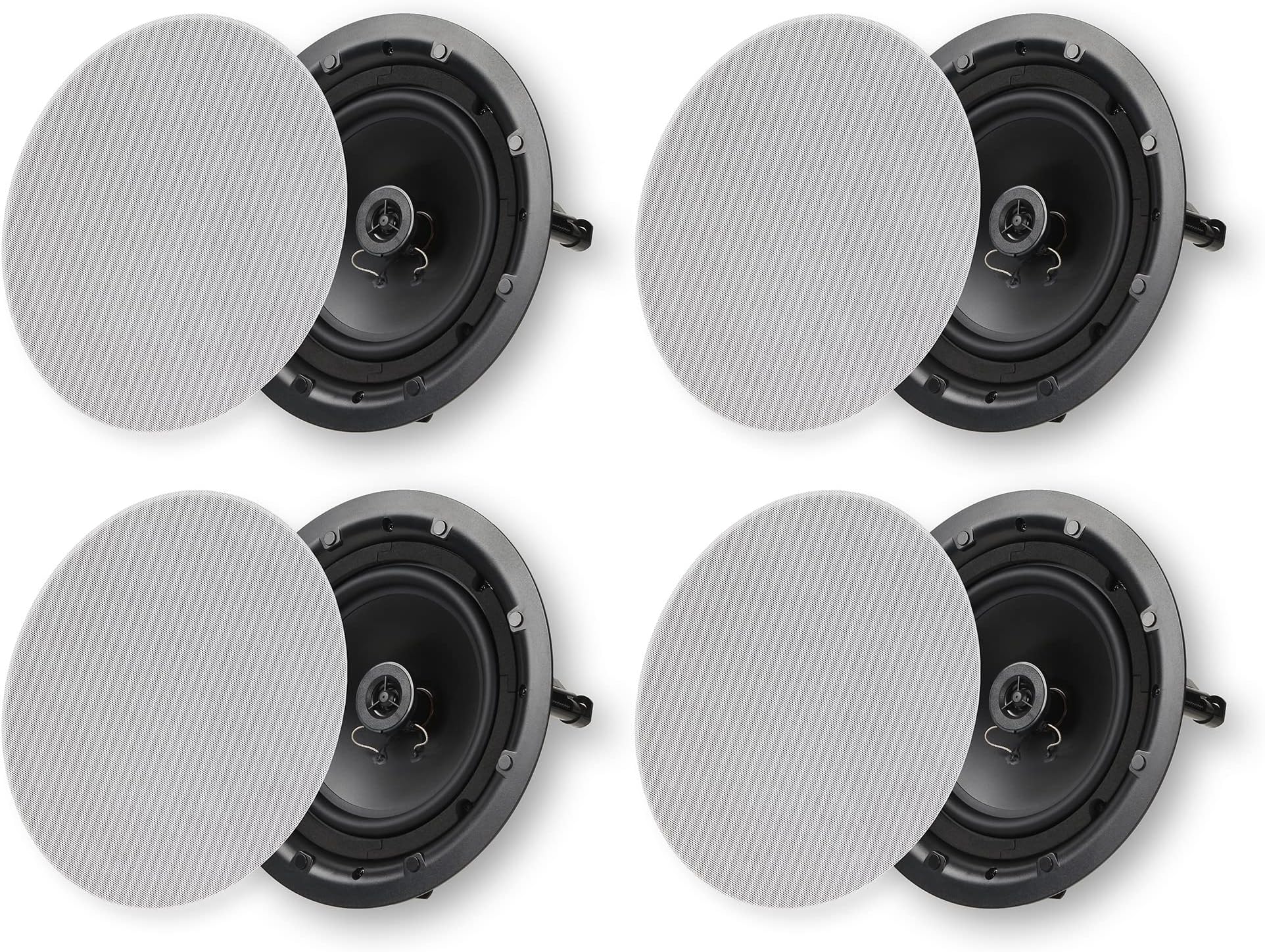 Architecture Series 2-Way in Ceiling in Wall Speaker, Rimless Design, 8 Inch Woofer, 9.75-Inch Cutout Diameter, 4 Pack, White
