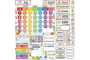 Decorably Rainbow Calendar Bulletin Board Set, Your Ultimate Classroom Organization Aid