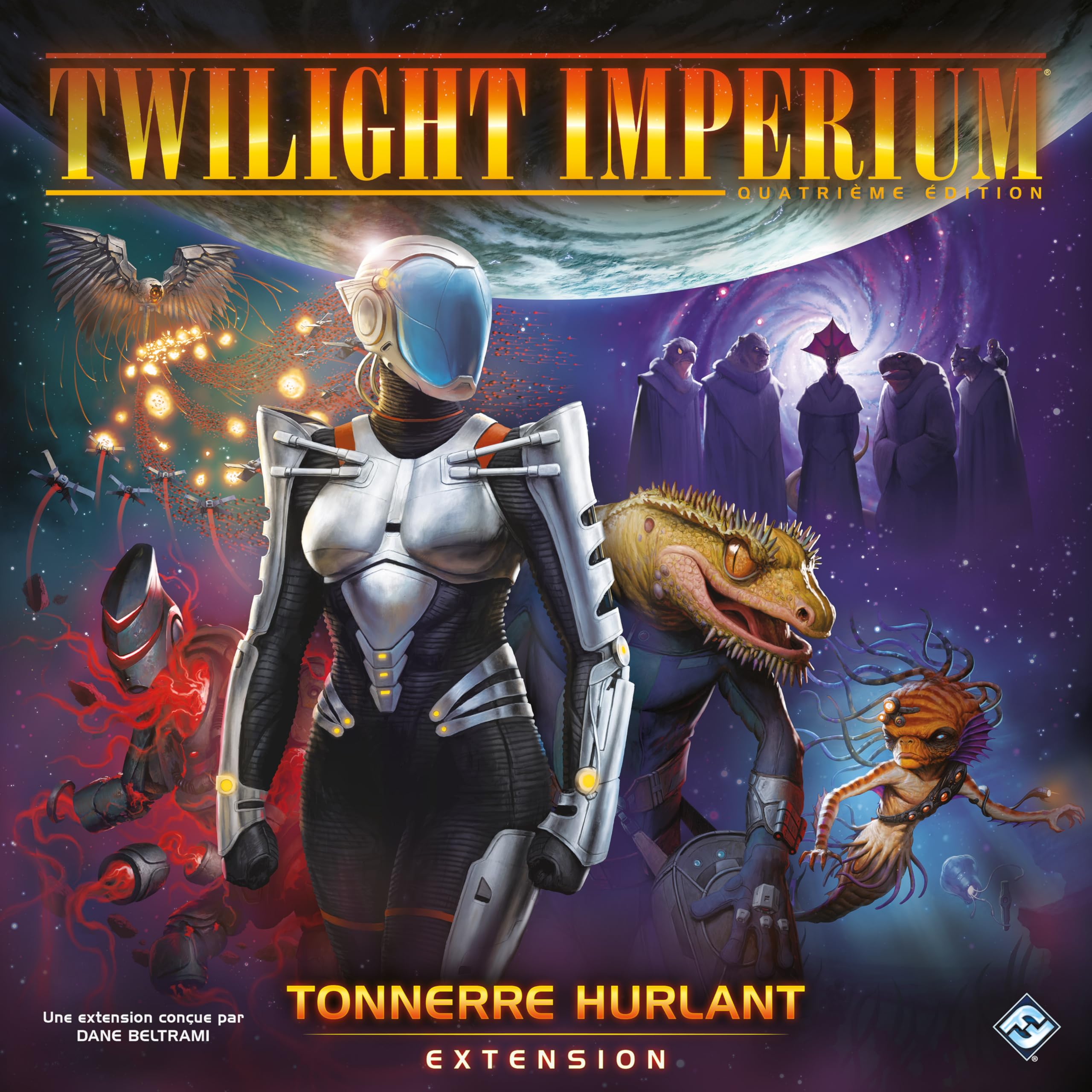 Asmodee - Imperium Zmierzchu: Wyjący grzmot - Fantasy Flight Games - Gra strategiczna - Niepublikowane frakcje - Od 14 lat - 3 do 8 graczy - 4-8 godzin - Wersja francuska