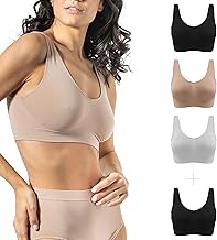 Risalti Bra Without Underwire Wide Shoulder 3 Pcs - Women's Microfiber Bralette, Seamless Bra Top and Labels, Underwear Softer Than Sports Bra, Elastic - Made in Italy