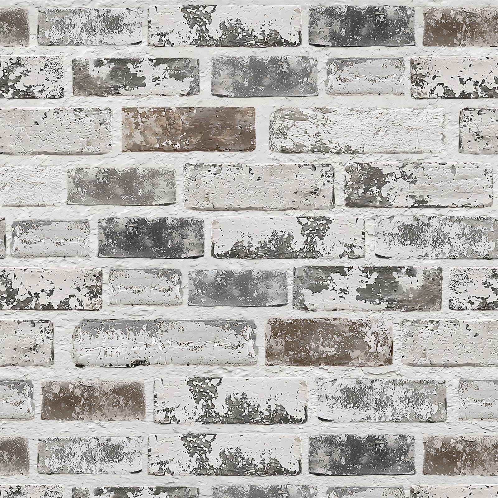 Brick Wallpaper Peel and Stick Wallpaper 17.3"x393" Grey and White 3D Brick Wallpapers Self Adhesive Vintage Wall Paper Removable Textured Contact