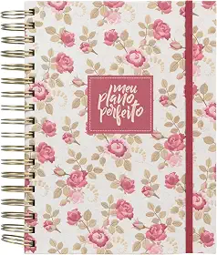 Meu plano perfeito, planner sem data com capa de tecido, capa Vintage | Planner 2026