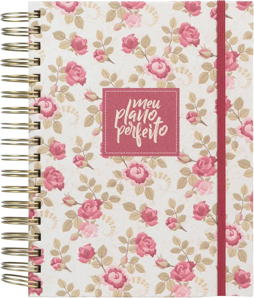 Meu plano perfeito, planner sem data com capa de tecido, capa Vintage | Planner 2026