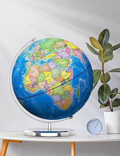 Miniatura 7 de Orionstar Globo mundial grande de 13 pulgadas con soporte, globo educativo para el aprendizaje de los niños, detalles coloridos del mapa del mundo