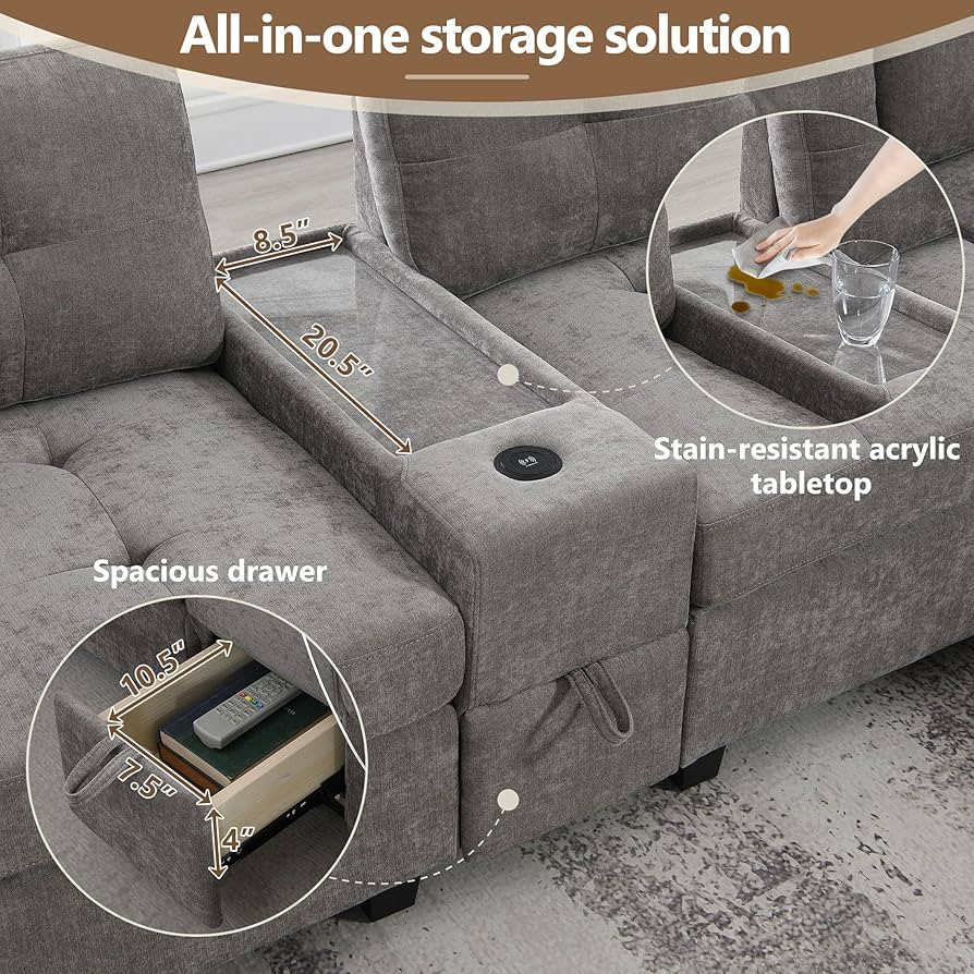 Amazon.com: JIVOIT 104'' U-Shaped Sectional Sofa Set