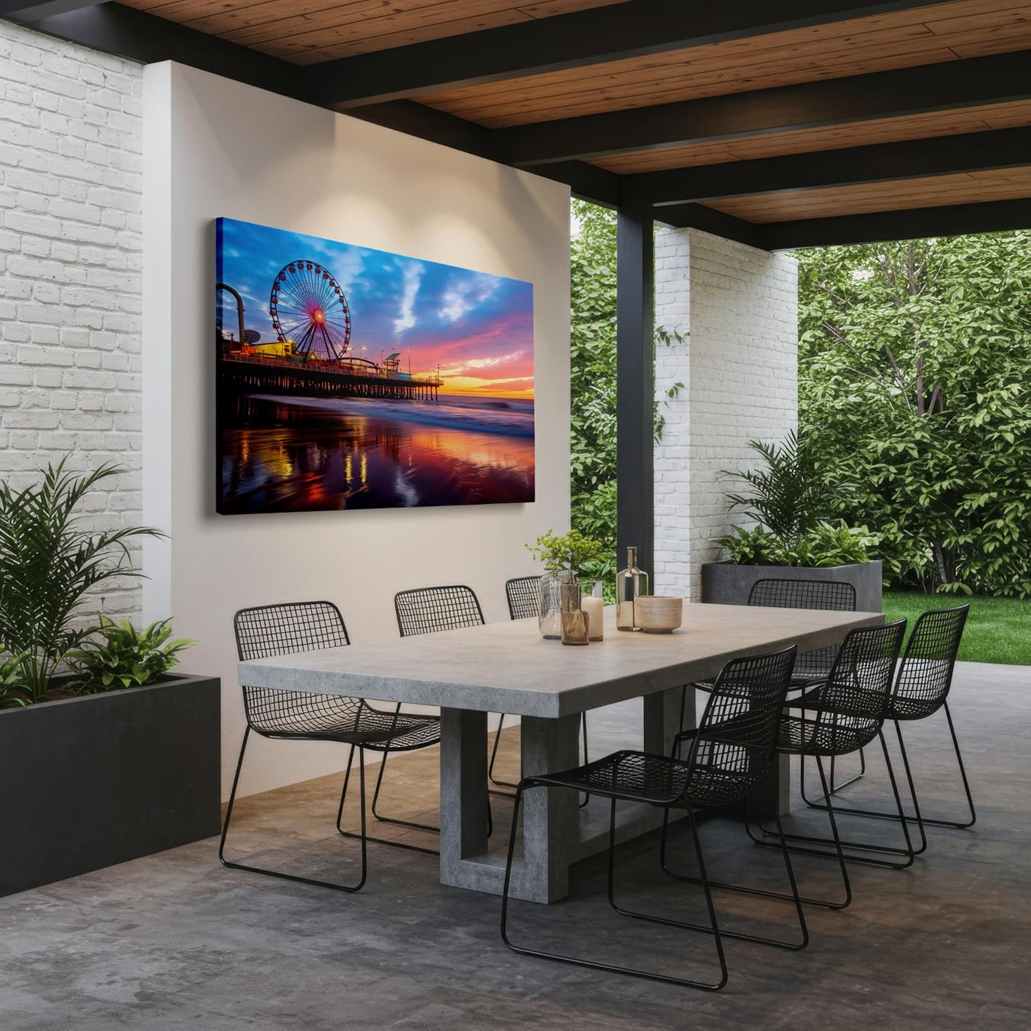 Sunset Ferris Wheel Reflections - A Carnival of Lights and Colors Large, Decor, Office, Bedroom,. Size: 130x86 cm (51x34 inch) Canvas Wall Art - Modern Home Decor - 91x61 cm (36x24 inch)