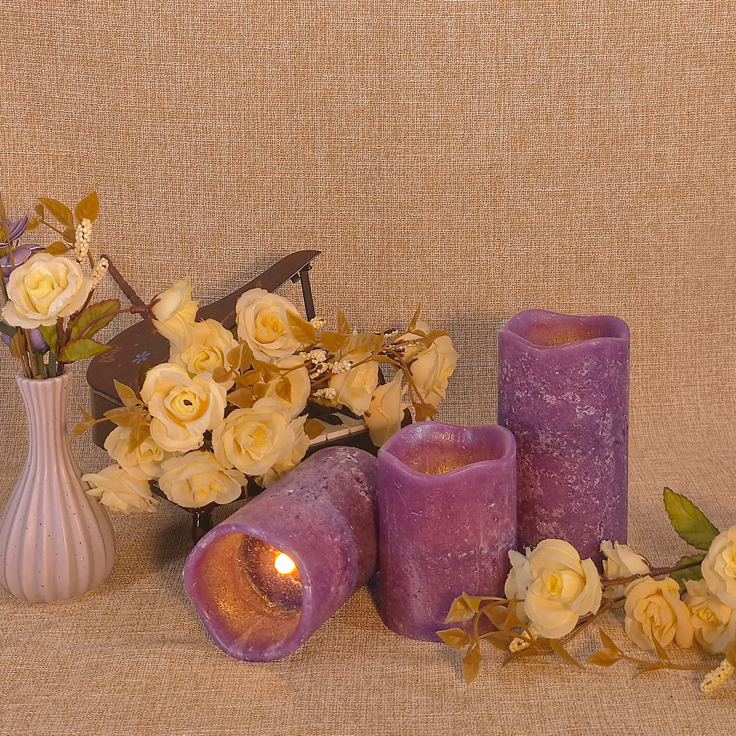 ENKINDDLE リモコン付きパープルキャンドル4本セット ENKINDDLE