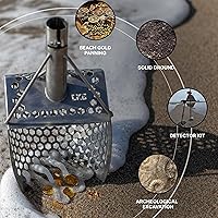 Vista 7 de CKG Cucharas de arena para playa, detección de metales, acero inoxidable, pala de detección de metales, caza del tesoro bajo el agua, accesorios