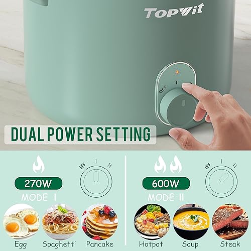 Miniatura 9 de TOPWIT Olla de arroz de 1.2L pequeña y cocina eléctrica de 1.5L con vaporizador