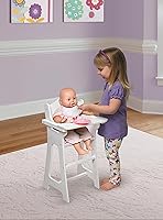 Vista 7 de Badger Basket Silla alta de muñeca de juguete con accesorios y kit de personalización para muñecas de 18 pulgadas - BlancoRosaChevron