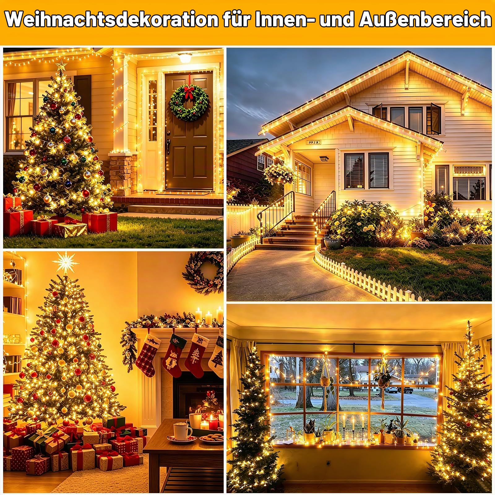 1800 LED Lichterkette Außen, 54M Lichterkette Outdoor Strom 8 Modi mit Fernbedienung Timer Weihnachtsbeleuchtung Außen Transparente Kabel Wasserdicht für Hof Garten Party Hochzeit Haus (Warmweiß)