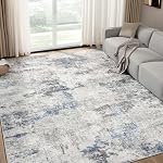 DMOYEST Living Room Area Rugs - 6x9 Abstract Large Soft Indoor Washable Rug Neutral Modern Low Pile Carpet for Bedroom Dining Room Farmhouse Home Office - Grey Blue