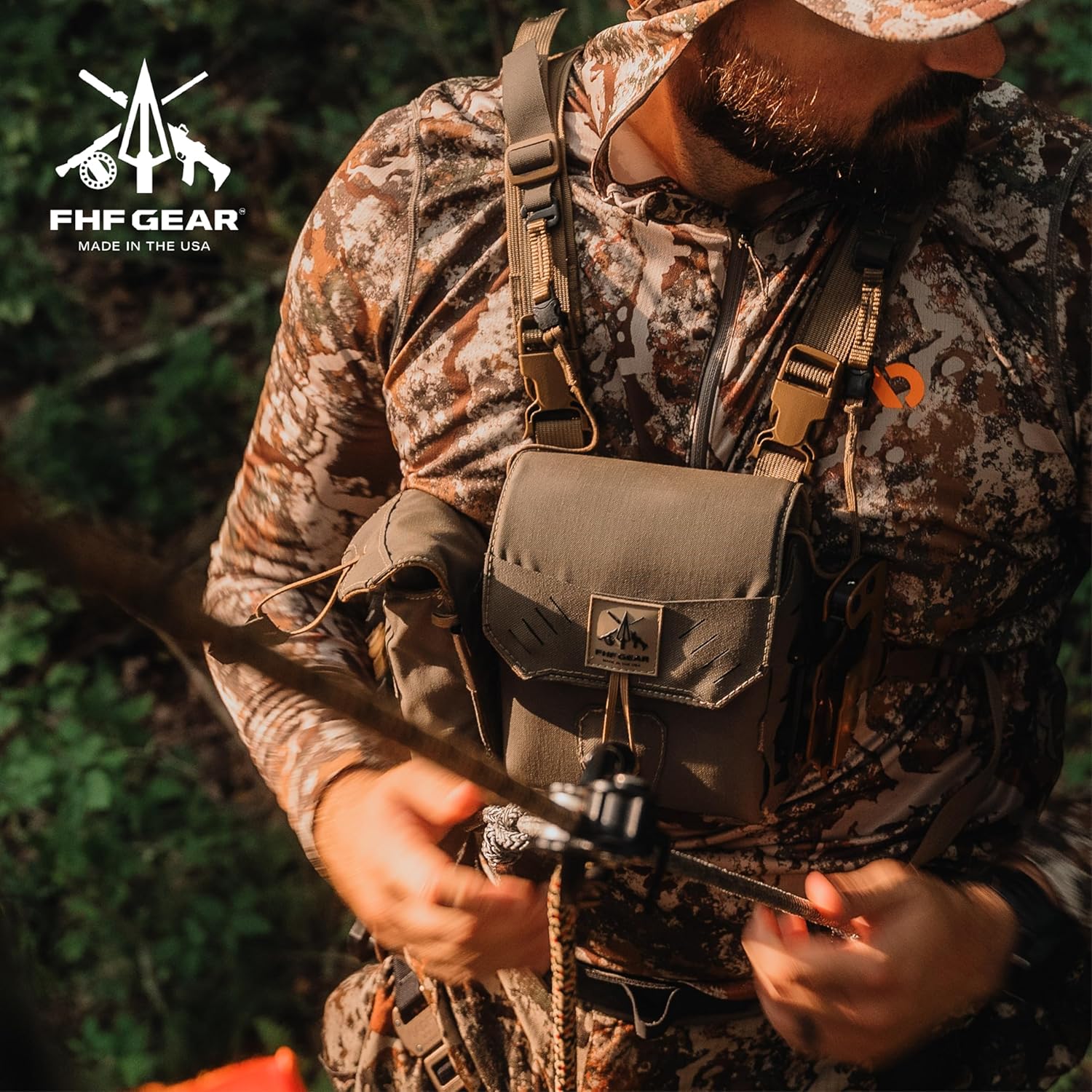 FHF Gear Overwatch Shoulder Harness – Comfortable Low-Profile Strap System with Bino Hangers for Binocular Packs & Chest Rigs