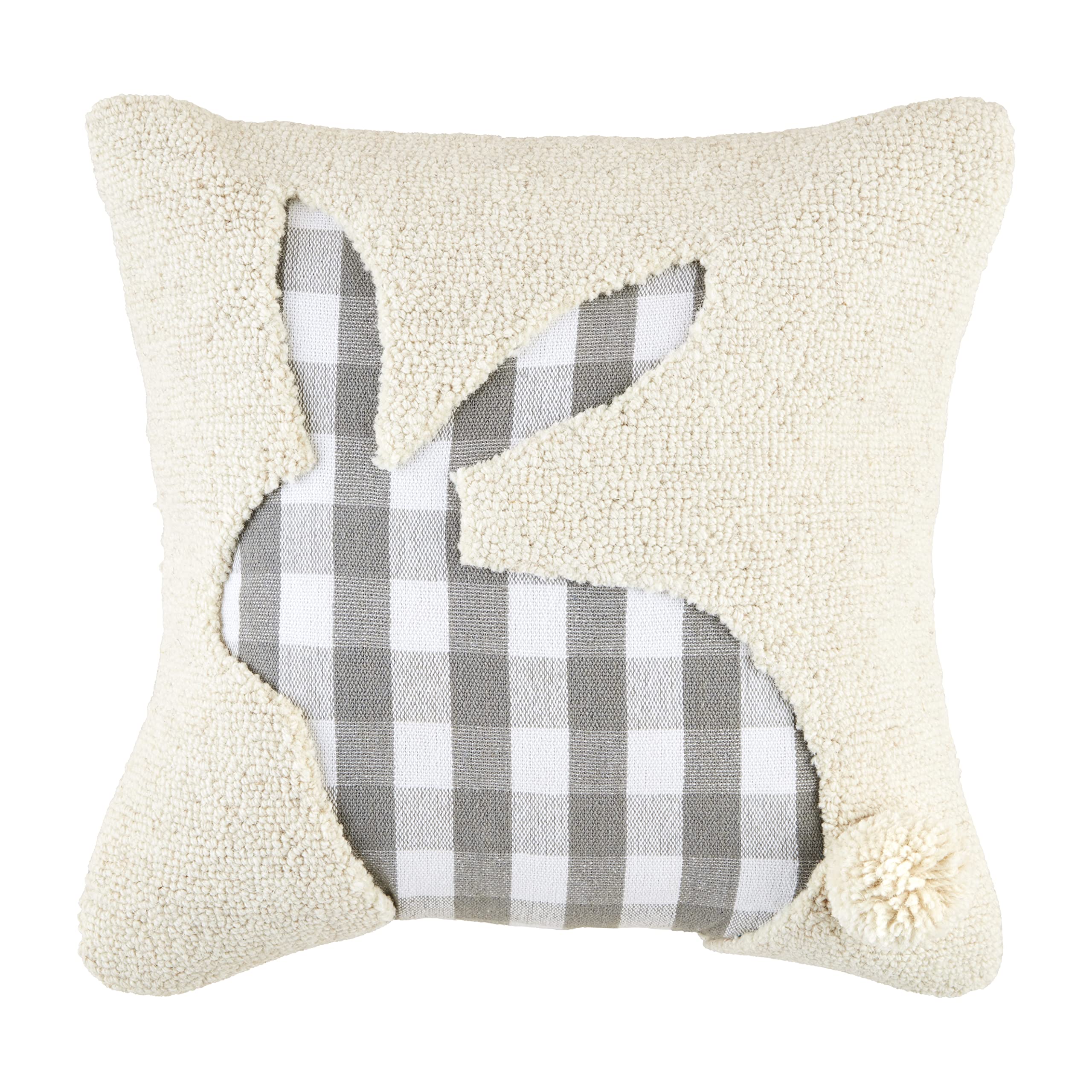 Mud Pie Cuscino Lungo Pasquale A Forma Di Coniglietto – Cotone Ricamato – 20x76 Cm