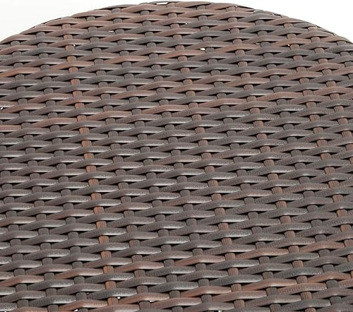 Miniatura 3 de Christopher Knight Home Tampa - Juego de charlas de madera de acacia para exteriores con mesa redonda de mimbre, juego de 3 piezas, acabado de