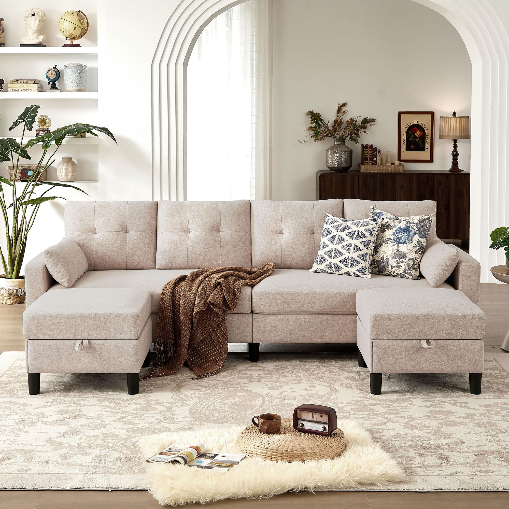 Amazon.com: Sectional U Shape Sofa with Storage, 100
