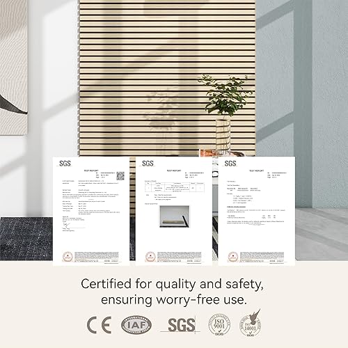 Miniatura 9 de Upick Paneles de pared acústicos de MDF, paquete de 5 paneles de madera de listones 3D de 3.9 x 4.7 pulgadas para pared, paneles insonorizados para