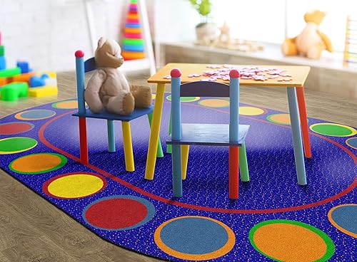 Miniatura 2 de Flagship Carpets Sitting Spots - Alfombra ovalada de asiento para aula infantil o sala de juegos de niños, alfombra de aprendizaje en casa, asientos