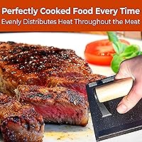 Vista 5 de Versátil parrilla de hierro fundido Safe-Touch de 8 x 4 pulgadas, peso 1 unidad. Prensa de carne perfecta con mango de madera para tocino crujiente