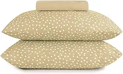 Altenburg Jogo de Lençol Cama Queen Malha Fio Penteado 100% Algodão Bits Poá Bolinha Vintage 3 Peças